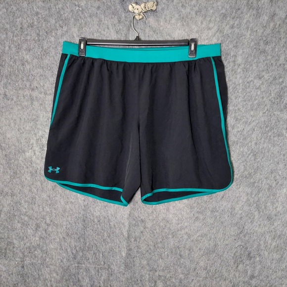 Under Armour Womens 3XL Shorts Black Teal Unlined Athletic Running Gym Workout - Picture 1 of 10